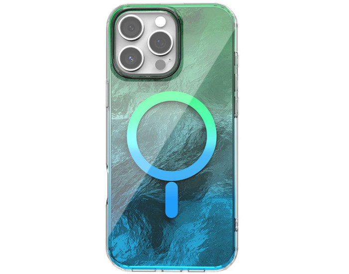 Чехол-силикон Shiny Mountain MagSafe iPhone 16 Pro Max, Green/Blue