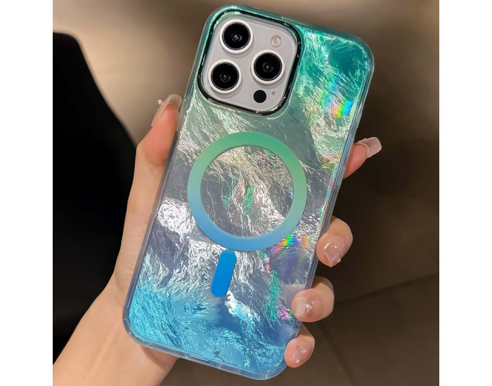 Чехол-силикон Shiny Mountain MagSafe iPhone 16 Pro Max, Green/Blue