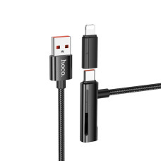 Кабель USB Hoco U135 2в1 USB to Lightning/ Type-C (1.2m) чорний