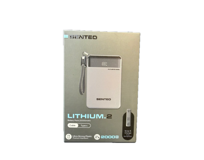 Портативна батарея (Power Bank) Senteo Lithium 2 (PS2-02) 20000mAh, 22.5W fast charging with cable Version_1, Темно-сірий