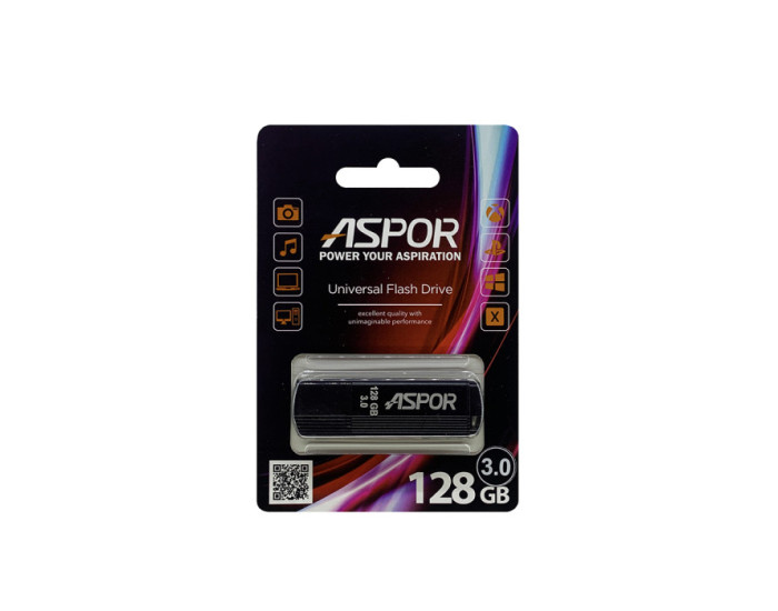 Флешка USB 3.0 Aspor 128GB AR121, черная