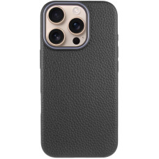 Чехол кожаный Syndee with MagSafe iPhone 16 Pro, черный/серый