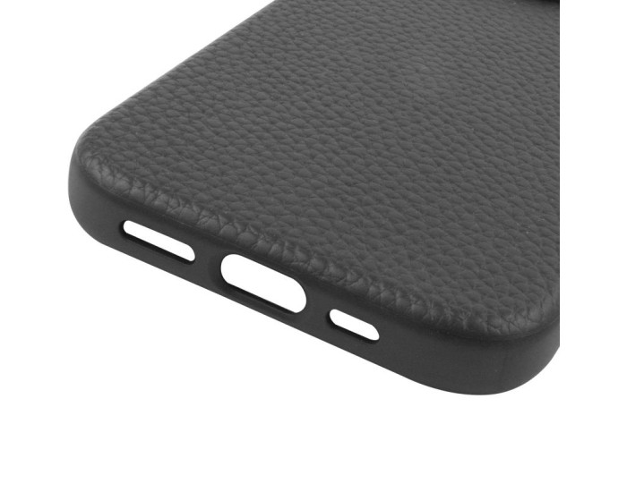 Чехол кожаный Syndee with MagSafe iPhone 16 Pro, черный/серый