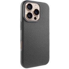 Чехол кожаный Syndee with MagSafe iPhone 16 Pro Max, черный/черный