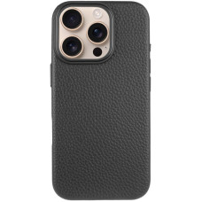 Чехол кожаный Syndee with MagSafe iPhone 16 Pro Max, черный/черный