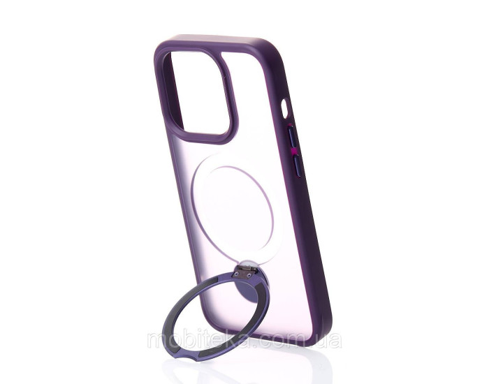 Чехол-силикон Clear Guard Ring Holder Magsafe Case iPhone 13/14, Deep purple