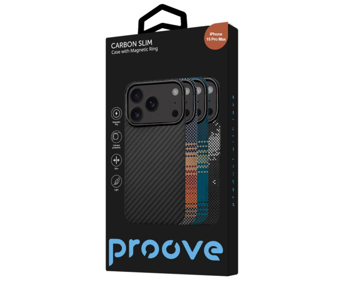 Чехол-силикон Proove Carbon Slim with MagSafe Ring iPhone 15 Pro Max, Full black