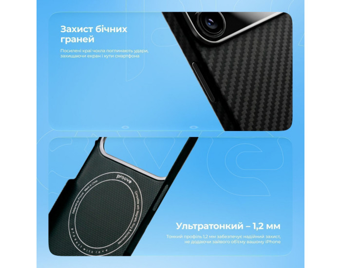 Чехол-силикон Proove Carbon Slim with MagSafe Ring iPhone 15 Pro Max, Full black
