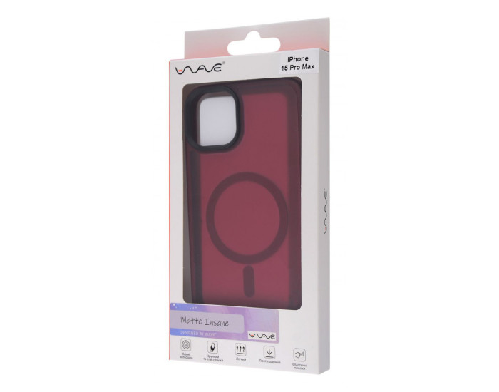 Чехол-силикон WAVE Matte Insane Case with MagSafe Ring iPhone 15 Pro Max, Black 
