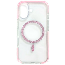 Чехол-силикон Shine MagCase Pink iPhone 16, прозрачный