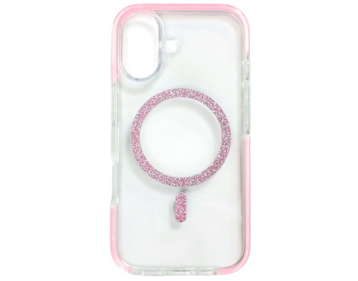 Чехол-силикон Shine MagCase Pink iPhone 16, прозрачный