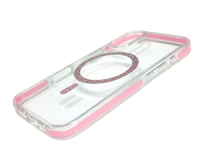 Чехол-силикон Shine MagCase Pink iPhone 16, прозрачный