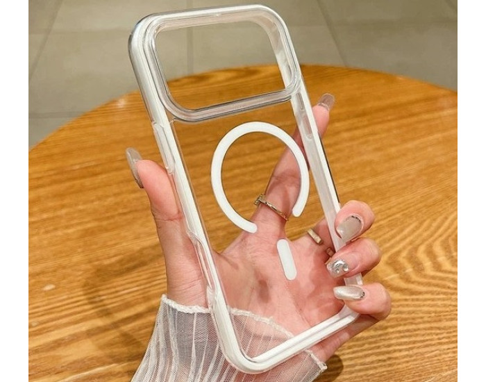 Чохол-силікон Rock Crystal Armor Anti-Yellowing Magnetic Protection Case iPhone 17 Pro, Beige