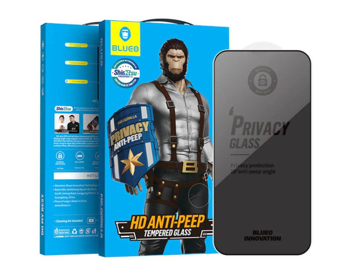 Защитное 2.5D стекло Privacy BLUEO Full Cover Anti-Peep Samsung Galaxy S26, Черный