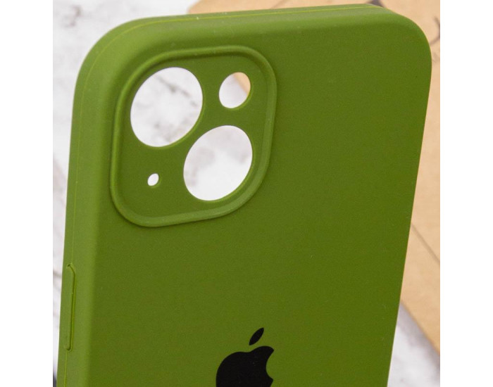 Чехол-силикон оригинал Full Camera Soft Matte iPhone 13 (Зелёный / Dark Olive)