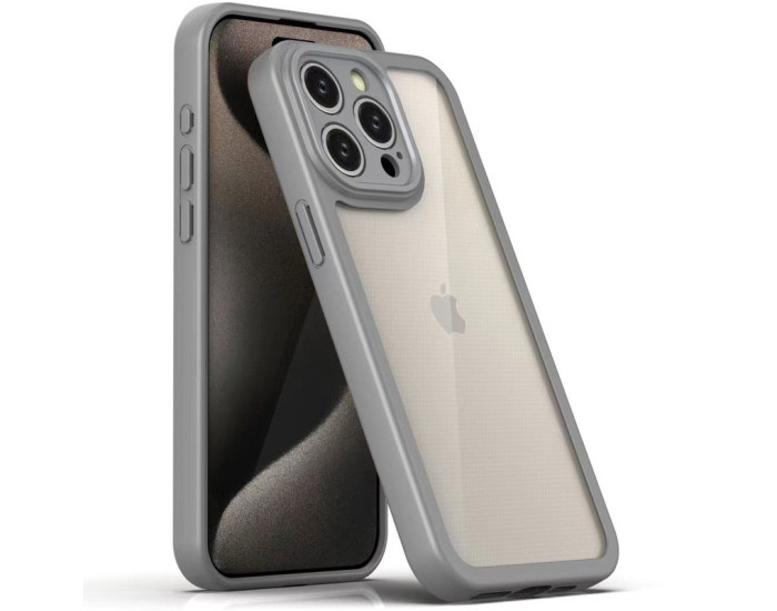 Чехол-силикон Transparent + Colour 1,5mm iPhone 15 Pro, серый