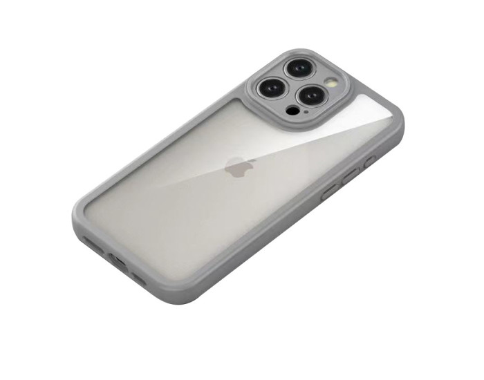 Чехол-силикон Transparent + Colour 1,5mm iPhone 15 Pro, серый