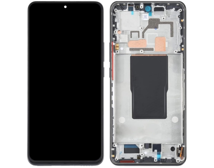 Дисплей с сенсорным экраном (модуль) Xiaomi 12T /12T Pro, черный с рамкой, переклейка 