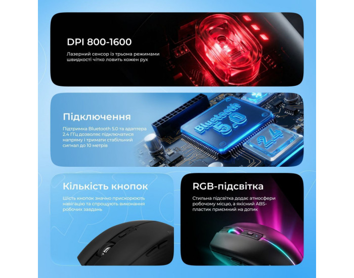 Мышь беспроводная Proove Comet Black
