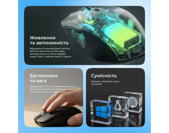 Мышь беспроводная Proove Comet Black
