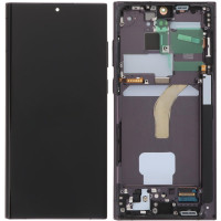Дисплей з сенсорним екраном (модуль) Samsung S908 S22 Ultra 5G, чорний з рамкою, оригінал