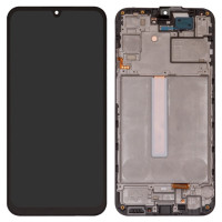 Дисплей з сенсорним екраном (модуль) Samsung A256 A25, чорний з рамкою, оригінал
