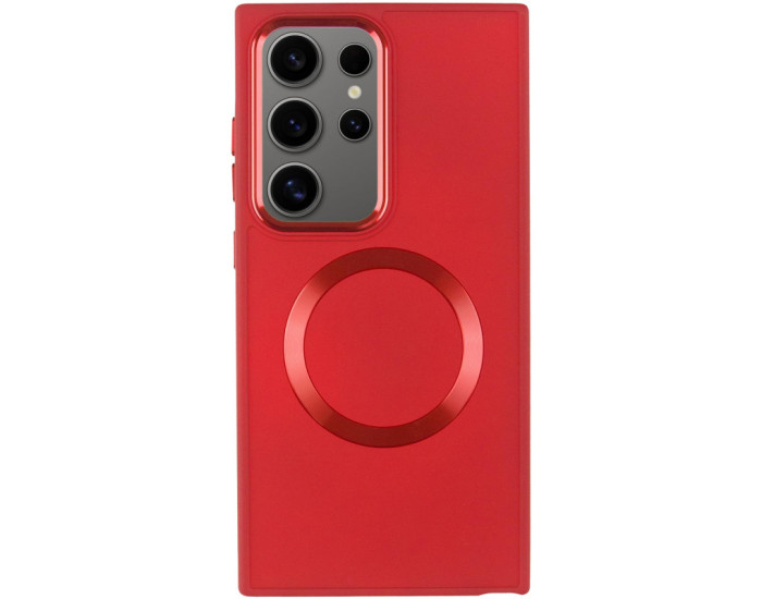 Чехол-силикон Bonbon Metal Style with MagSafe Samsung S24 Ultra, Red