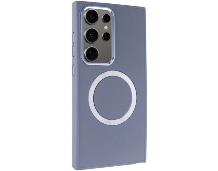 Чехол-силикон Bonbon Metal Style with MagSafe Samsung S24 Ultra ( Серый / Lavander)