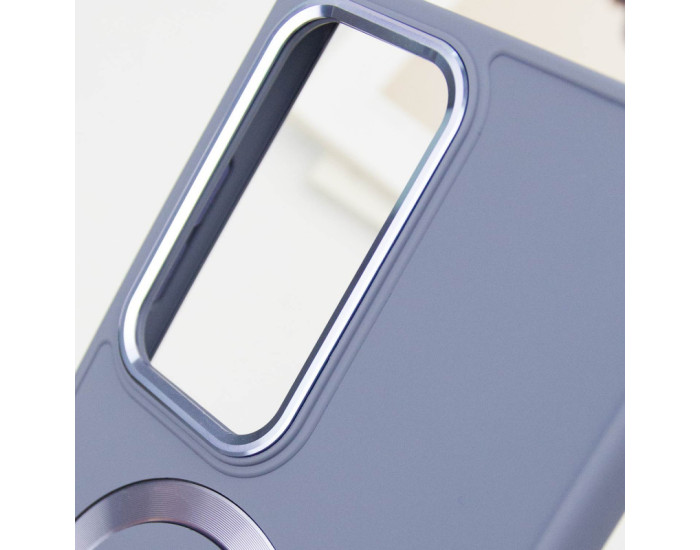 Чехол-силикон Bonbon Metal Style with MagSafe Samsung S24 Ultra ( Серый / Lavander)