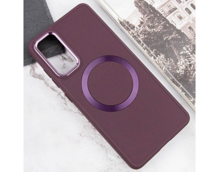 Чехол-силикон Bonbon Metal Style with MagSafe Samsung Galaxy S23 FE (Бордовый / Plum)