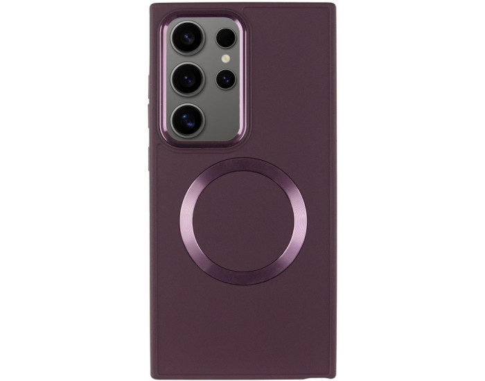 Чехол-силикон Bonbon Metal Style with MagSafe Samsung S24 Ultra (Бордовый / Plum)