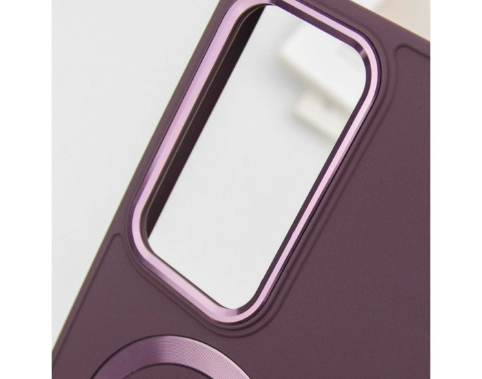 Чехол-силикон Bonbon Metal Style with MagSafe Samsung S24 Ultra (Бордовый / Plum)