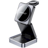 Беспроводная зарядка Acefast E20 desktop 3-in-1 wireless charging, серый металлик