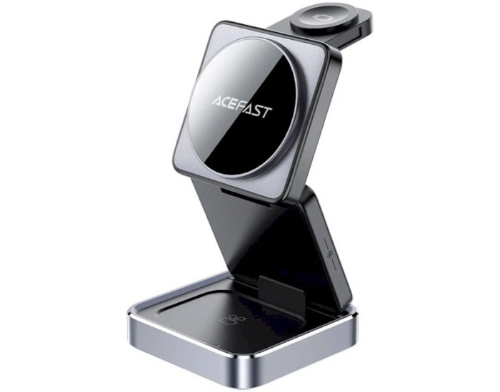 Беспроводная зарядка Acefast E20 desktop 3-in-1 wireless charging, серый металлик
