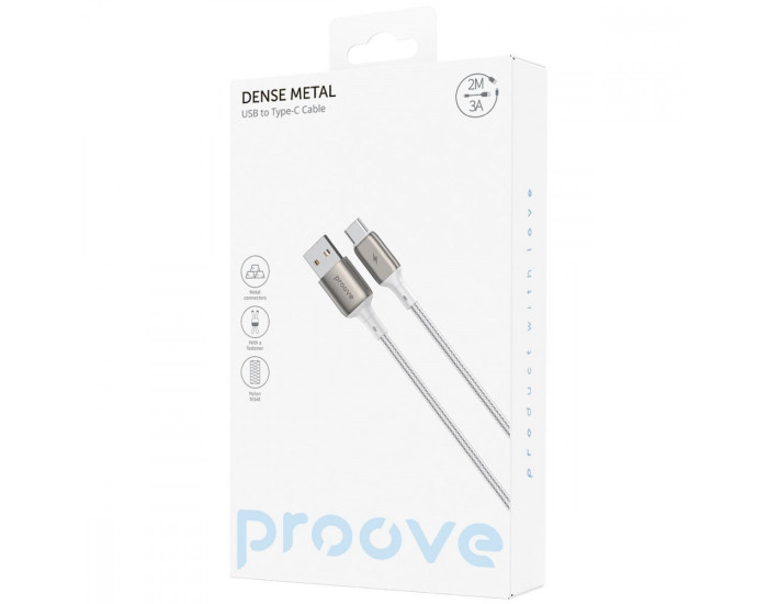 Кабель Proove Dense Metal USB to Type-C (3A/2m) черный