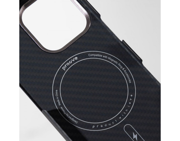 Чехол-силикон Proove Carbon Slim with MagSafe Ring iPhone 13 Pro Max, Black
