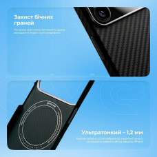 Чехол-силикон Proove Carbon Slim with MagSafe Ring iPhone 13 Pro Max, Nightfall