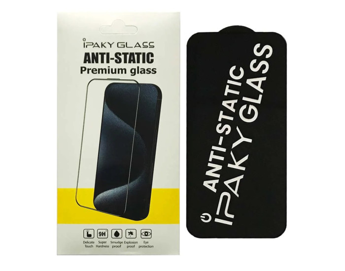 Защитное стекло iPaky Antistatic iPhone 15 Pro Max, Black
