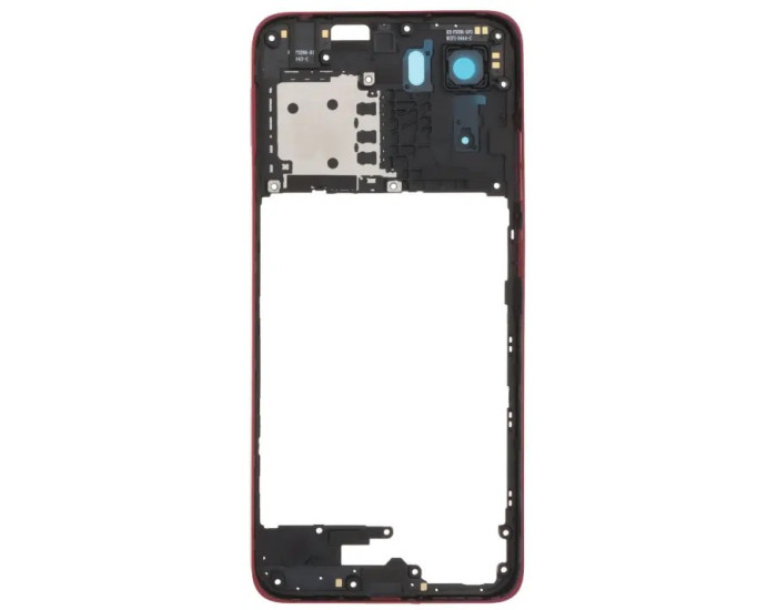 Рамка крепления корпуса Motorola XT2523-3 Moto G05, красная со стеклом камеры