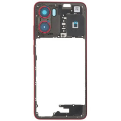 Рамка крепления корпуса Motorola XT2523-3 Moto G05, красная со стеклом камеры