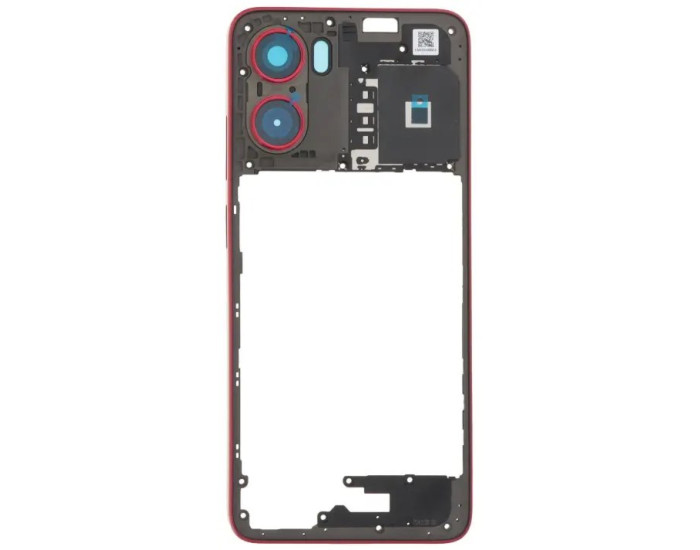 Рамка крепления корпуса Motorola XT2523-3 Moto G05, красная со стеклом камеры