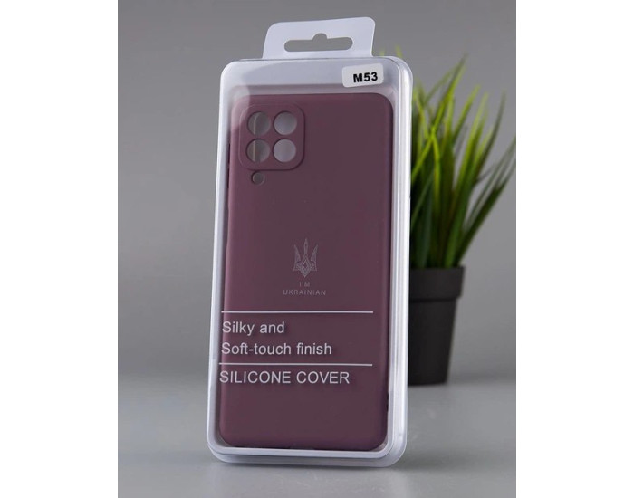 Чехол-силикон оригинал Soft Matte Samsung M53 M536, бордовый (Тризуб)
