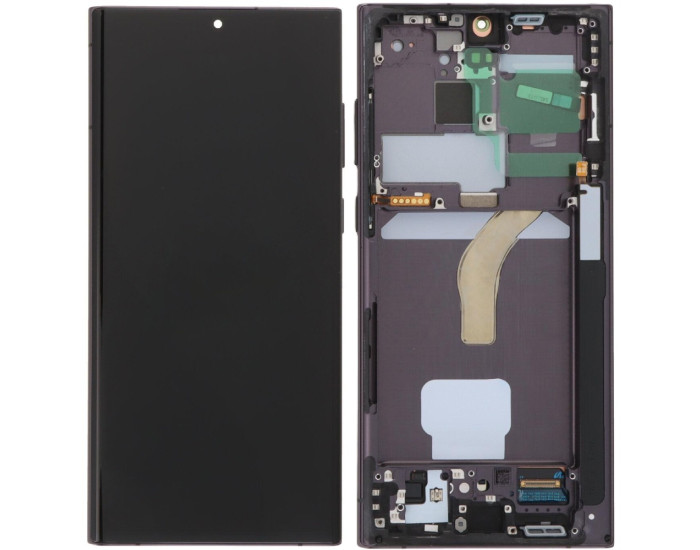 Дисплей с сенсорным экраном (модуль) Samsung S908 S22 Ultra 5G, черный с рамкой, оригинал Assembled