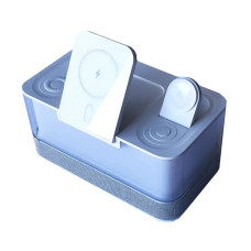 Беспроводная зарядка 5 IN1 R8 (iPhone, iWatch, AirPods,Alarm Clock, LED LAMP) ORIGINAL, белая