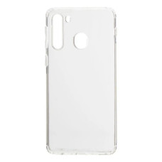 Чехол-силикон с заглушками и защита камеры Samsung A215 A21, Clear