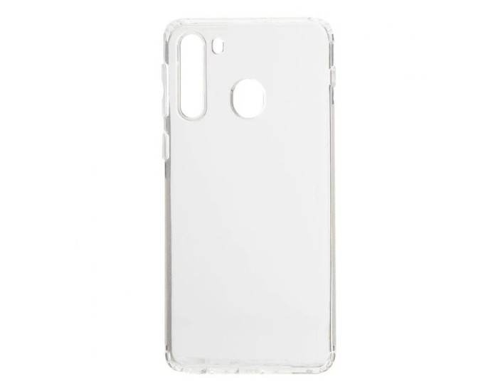 Чехол-силикон с заглушками и защита камеры Samsung A215 A21, Clear