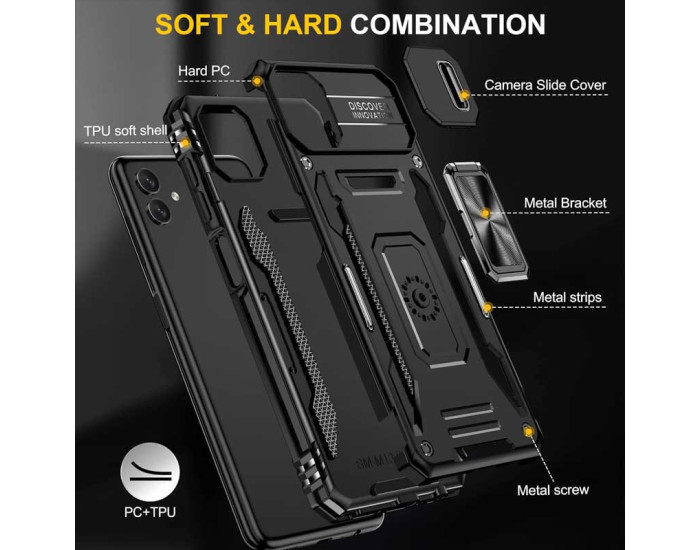 Чехол-Ударопрочный Camshield Army Ring Samsung A055 Galaxy A05, черный