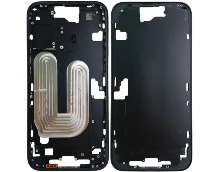 Рамка крепления корпуса iPhone 16 Plus, Black с кнопками и сеткой (EU)