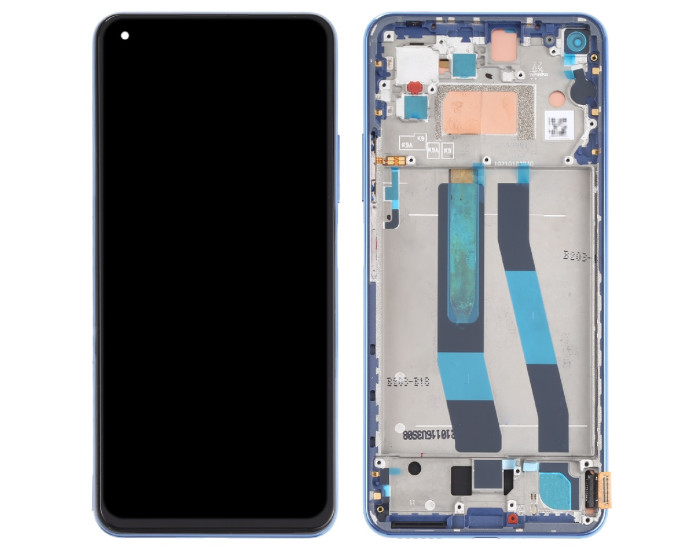 Дисплей с сенсорным экраном (модуль) Xiaomi Mi 11 Lite /Mi 11 Lite 5G /Mi 11 Lite 5G NE, синий с рамкой, переклейка, версия Huaxing