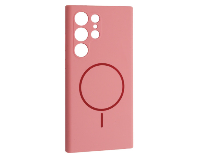 Чехол-силикон Luxury + MagSafe Samsung S24 Ultra, Rose pink